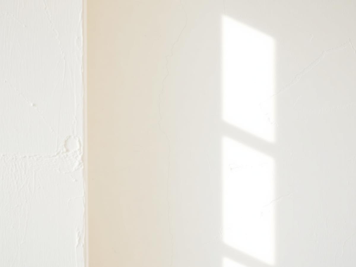 Uneven paint and filler marks on an interior wall